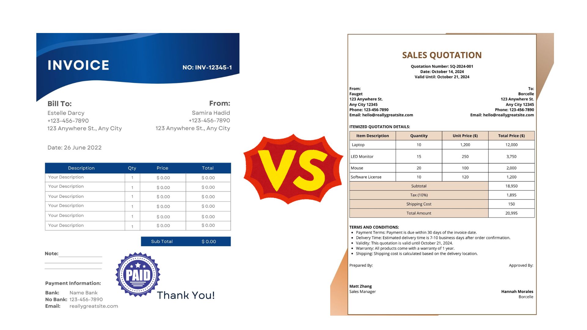 Quote vs Invoice